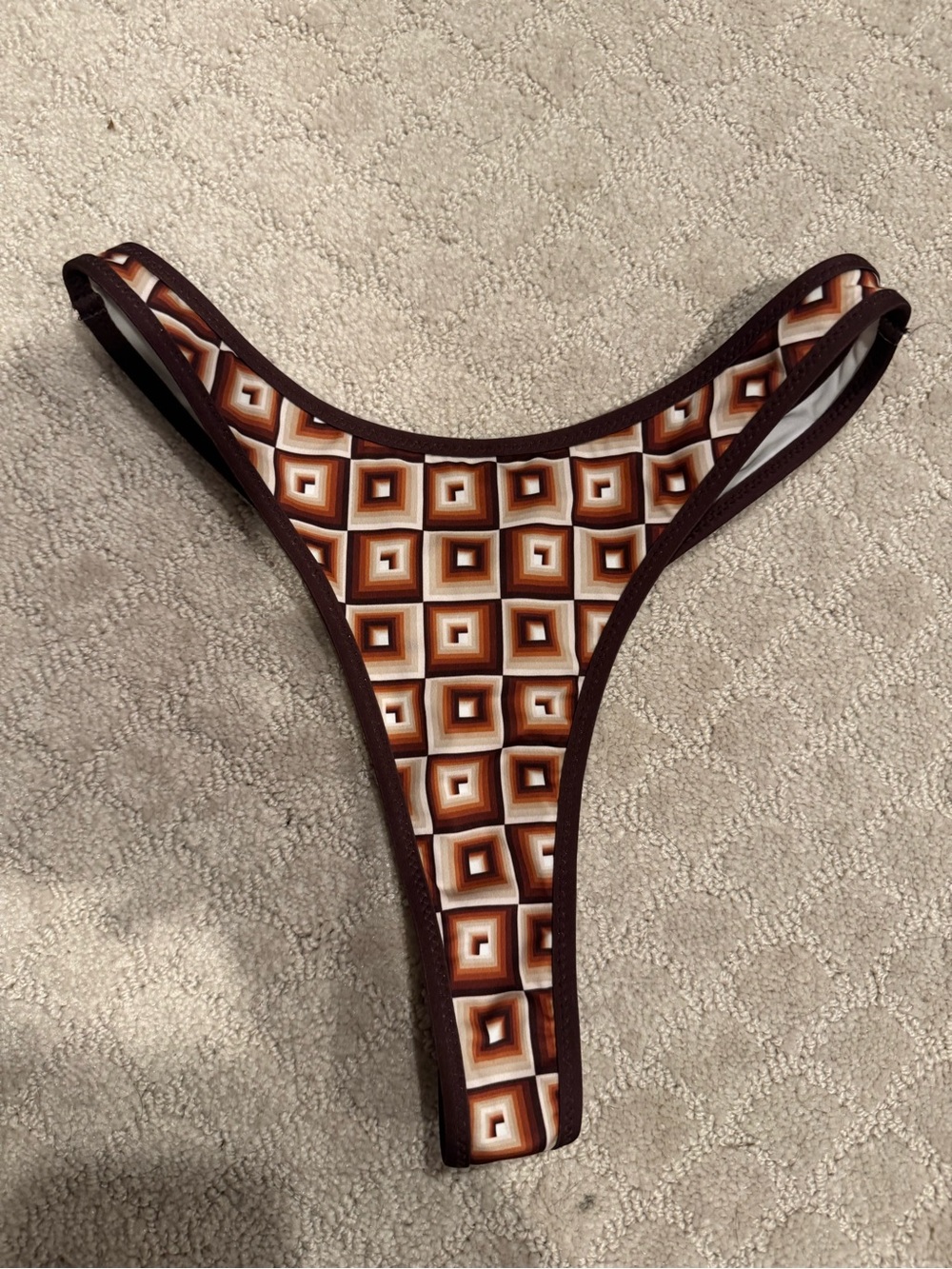 Heavy manners brown bikini high cut thong bottoms